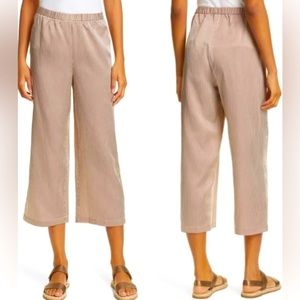 Eileen Fisher Wide Leg Pants Cropped Silk Blend Elastic waist Women’s Size XL